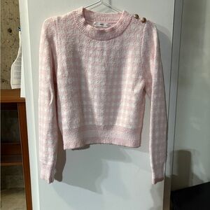 Mango Pink Crew Neck Sweater with Textured Knit